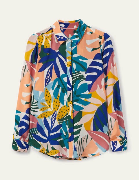 The Silk Shirt - Ivory, Leafy Tropics The Silk Shirt - Ivory, Leafy Tropics