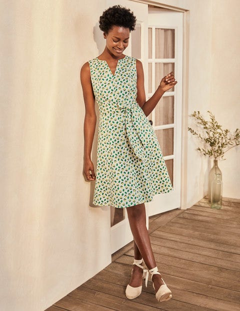 Mischa Belted Dress - Ivory, Citrus Fruit Small Mischa Belted Dress - Ivory, Citrus Fruit Small