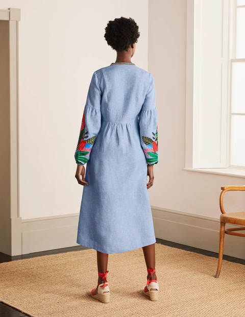 Leonie Linen Dress - Grey Blue Chambray Leonie Linen Dress - Grey Blue Chambray