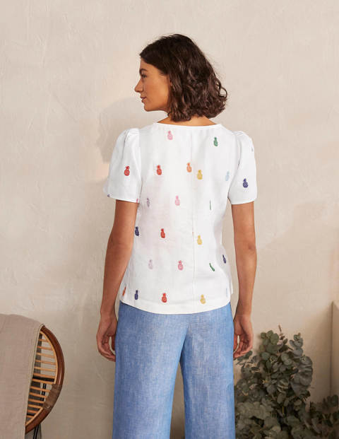 Heidi Top - White Pineapple Embroidery Heidi Top - White Pineapple Embroidery