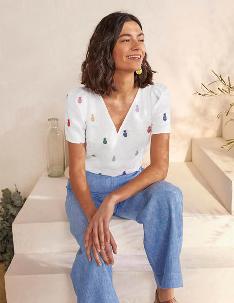 Heidi Top - White Pineapple Embroidery Heidi Top - White Pineapple Embroidery