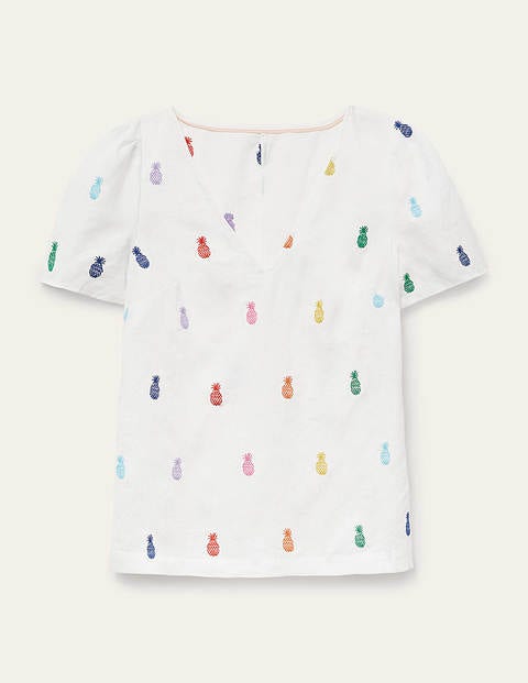 Heidi Top - White Pineapple Embroidery Heidi Top - White Pineapple Embroidery