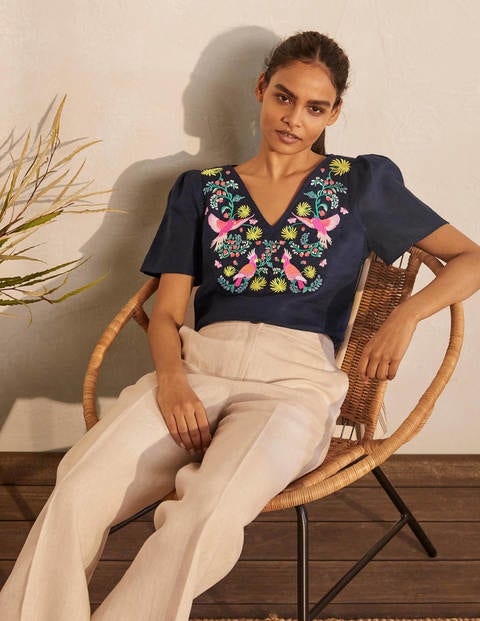 Heidi Oberteil - Navy, Stickerei Heidi Oberteil - Navy, Stickerei