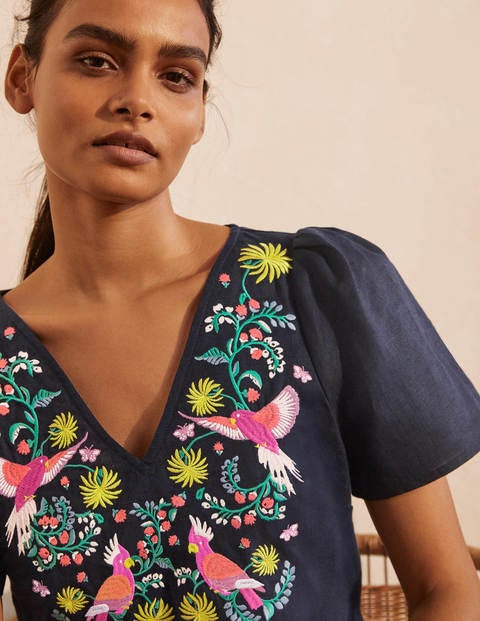 Heidi Oberteil - Navy, Stickerei Heidi Oberteil - Navy, Stickerei