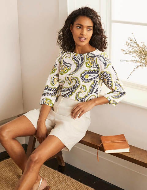 Laurie Linen Top - Ivory, Summer Paisley Laurie Linen Top - Ivory, Summer Paisley