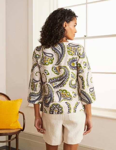 Laurie Linen Top - Ivory, Summer Paisley Laurie Linen Top - Ivory, Summer Paisley