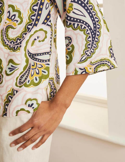Laurie Linen Top - Ivory, Summer Paisley Laurie Linen Top - Ivory, Summer Paisley