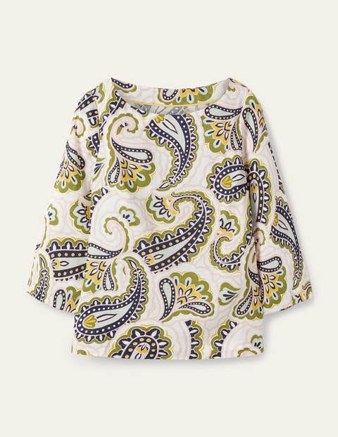 Laurie Linen Top - Ivory, Summer Paisley Laurie Linen Top - Ivory, Summer Paisley