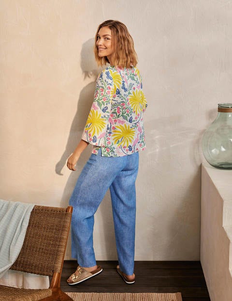 Laurie Linen Top - Ivory, Tropical Charm Laurie Linen Top - Ivory, Tropical Charm