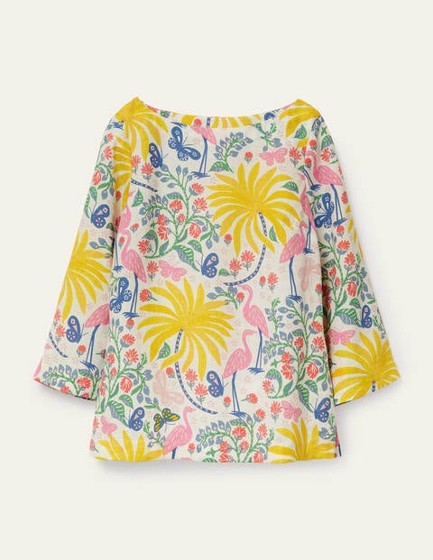 Laurie Linen Top - Ivory, Tropical Charm Laurie Linen Top - Ivory, Tropical Charm