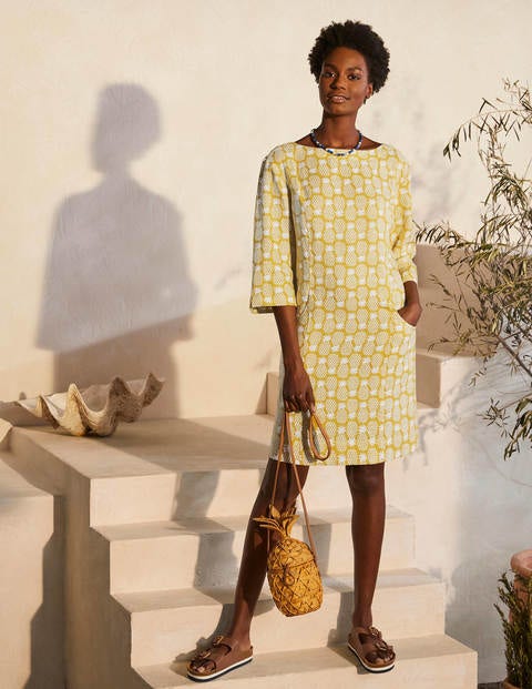 Laurie Linen Dress - Chartreuse, Pineapple Geo Laurie Linen Dress - Chartreuse, Pineapple Geo