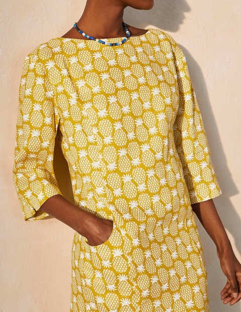 Laurie Linen Dress - Chartreuse, Pineapple Geo Laurie Linen Dress - Chartreuse, Pineapple Geo