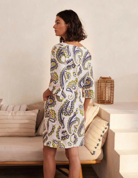 Laurie Linen Dress - Ivory, Summer Paisley Laurie Linen Dress - Ivory, Summer Paisley