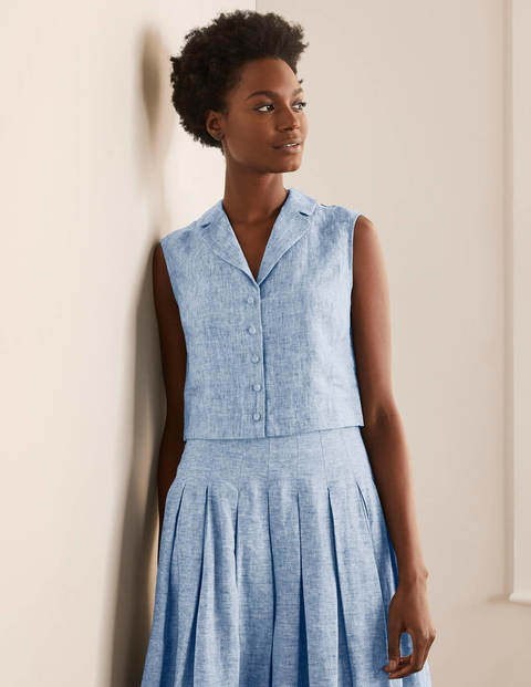 Georgina Leinenoberteil - Authentisches Blau, Faux-Uni Georgina Leinenoberteil - Authentisches Blau, Faux-Uni