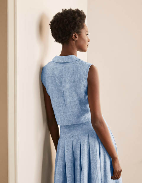 Georgina Leinenoberteil - Authentisches Blau, Faux-Uni Georgina Leinenoberteil - Authentisches Blau, Faux-Uni