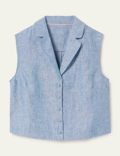 Georgina Leinenoberteil - Authentisches Blau, Faux-Uni Georgina Leinenoberteil - Authentisches Blau, Faux-Uni