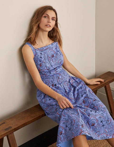 Aubrey Cotton Midi Dress - Hazy Blue, Paisley Delight Aubrey Cotton Midi Dress - Hazy Blue, Paisley Delight