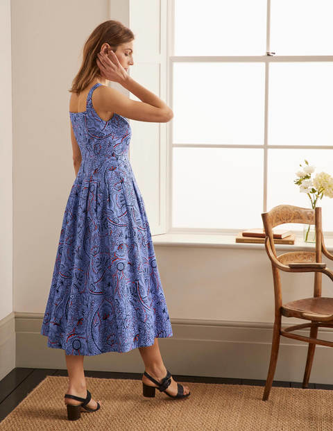 Aubrey Cotton Midi Dress - Hazy Blue, Paisley Delight Aubrey Cotton Midi Dress - Hazy Blue, Paisley Delight