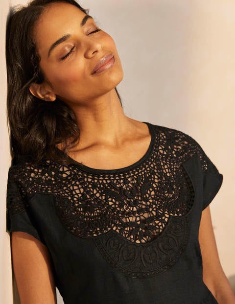 Fleur Embroidered Linen Dress - Black Fleur Embroidered Linen Dress - Black