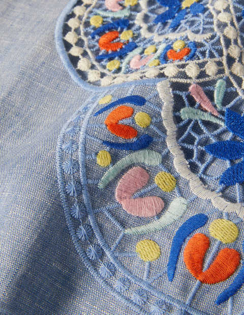 Fleur Leinenoberteil mit Stickerei - Faux-Uni Fleur Leinenoberteil mit Stickerei - Faux-Uni