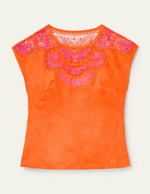 Fleur Leinenoberteil mit Stickerei - Mandarinenorange Fleur Leinenoberteil mit Stickerei - Mandarinenorange