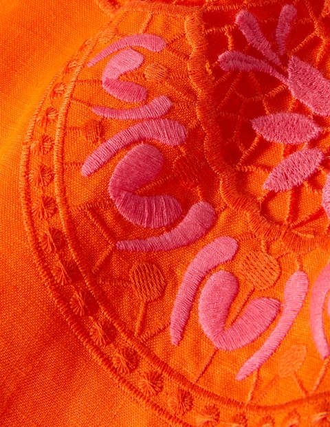 Fleur Leinenoberteil mit Stickerei - Mandarinenorange Fleur Leinenoberteil mit Stickerei - Mandarinenorange