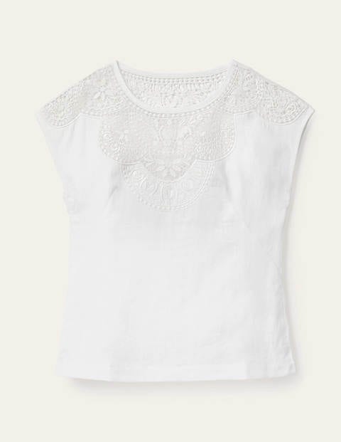 Top Fleur brodé en lin - Blanc Top Fleur brodé en lin - Blanc