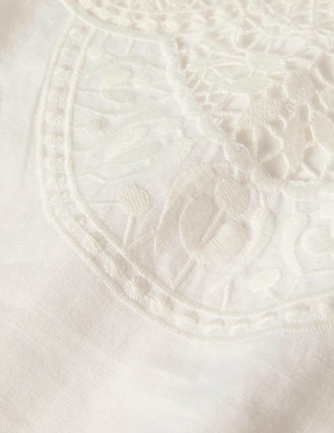 Top Fleur brodé en lin - Blanc Top Fleur brodé en lin - Blanc