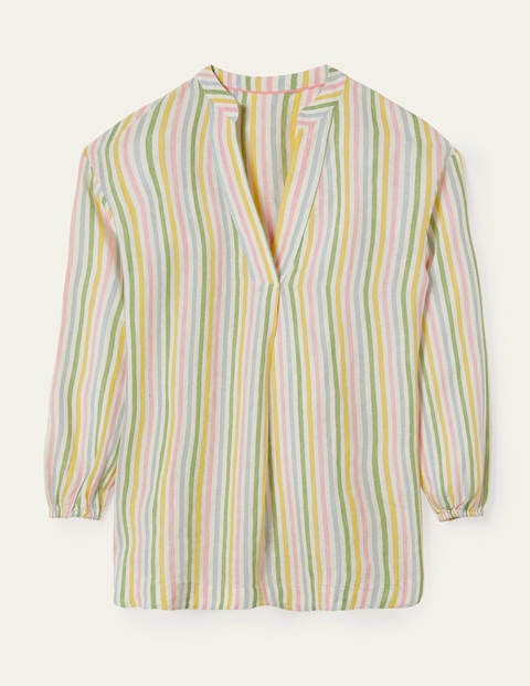Hannah Linen Shirt - Green and Pink Stripe Hannah Linen Shirt - Green and Pink Stripe