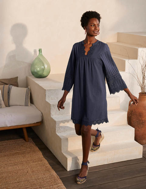 Erin Cotton Broderie Dress - Navy Erin Cotton Broderie Dress - Navy