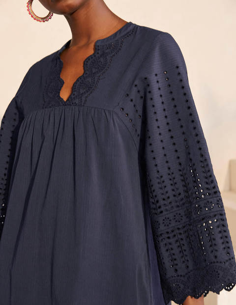Erin Cotton Broderie Dress - Navy Erin Cotton Broderie Dress - Navy