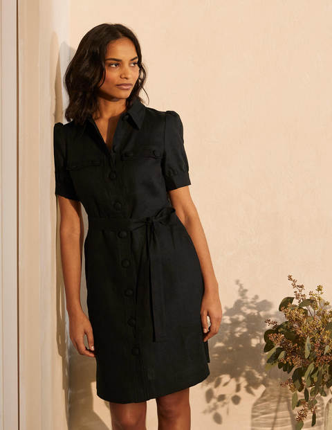 Carrie Linen Shirt Dress - Black Carrie Linen Shirt Dress - Black