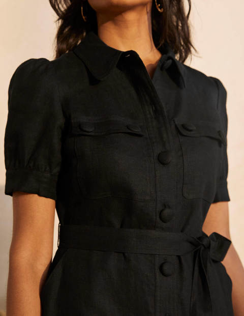 Carrie Linen Shirt Dress - Black Carrie Linen Shirt Dress - Black