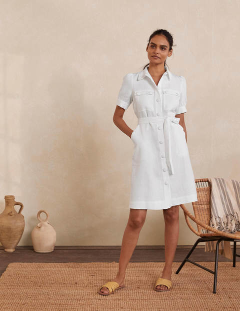 Carrie Linen Shirt Dress - White Carrie Linen Shirt Dress - White