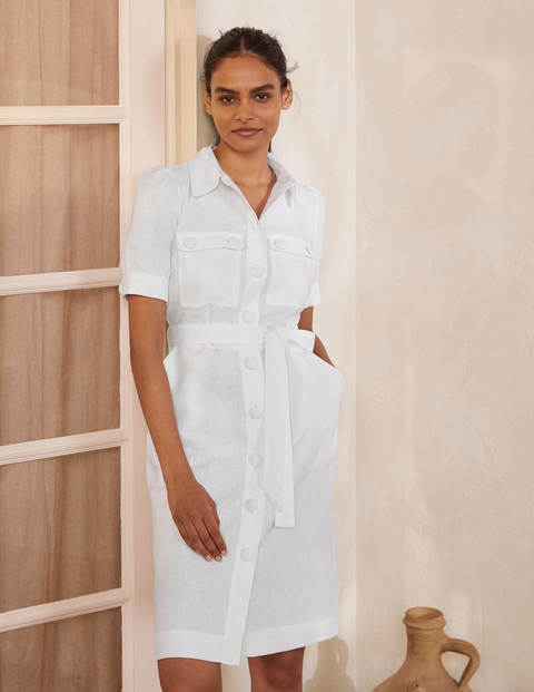 Carrie Linen Shirt Dress - White Carrie Linen Shirt Dress - White