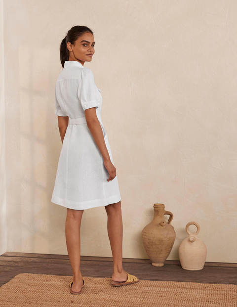 Carrie Linen Shirt Dress - White Carrie Linen Shirt Dress - White