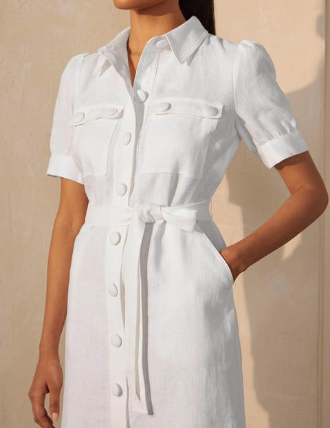 Carrie Linen Shirt Dress - White Carrie Linen Shirt Dress - White