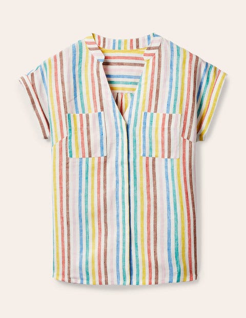 Chemise Evie en lin - Rayé multi estival tissé Chemise Evie en lin - Rayé multi estival tissé