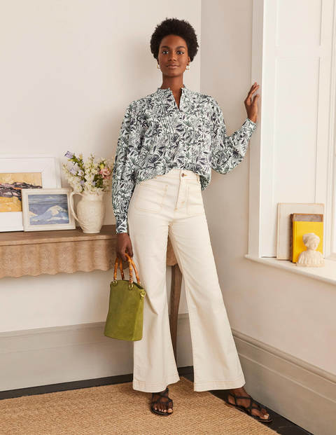 Miranda Blouse - Ivory, Tropical Palm Miranda Blouse - Ivory, Tropical Palm