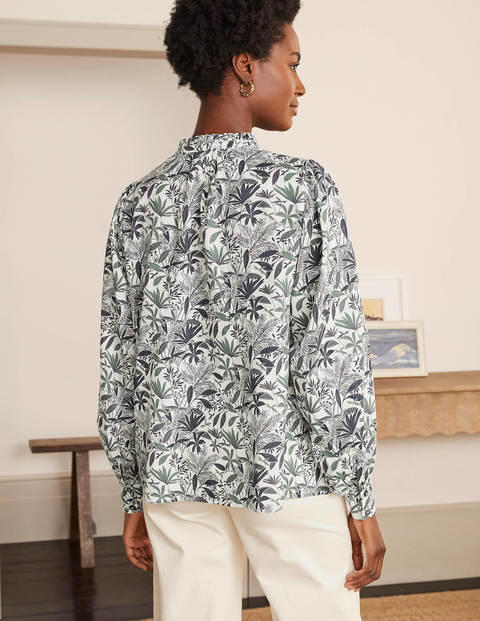 Miranda Blouse - Ivory, Tropical Palm Miranda Blouse - Ivory, Tropical Palm
