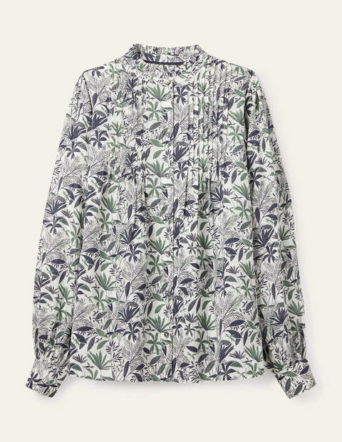 Miranda Blouse - Ivory, Tropical Palm Miranda Blouse - Ivory, Tropical Palm