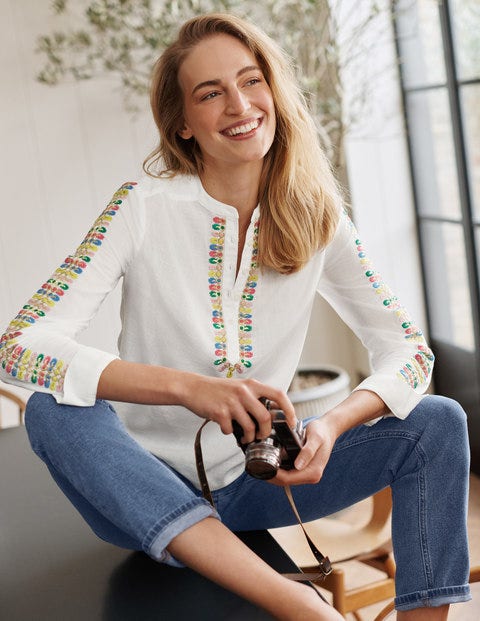 Esme Embroidered Top - White Esme Embroidered Top - White