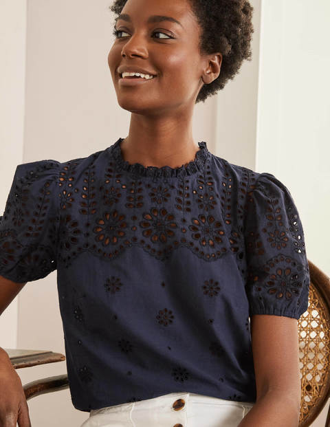 Altheda Broderie Top - Navy Altheda Broderie Top - Navy