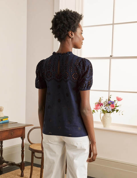 Altheda Broderie Top - Navy Altheda Broderie Top - Navy