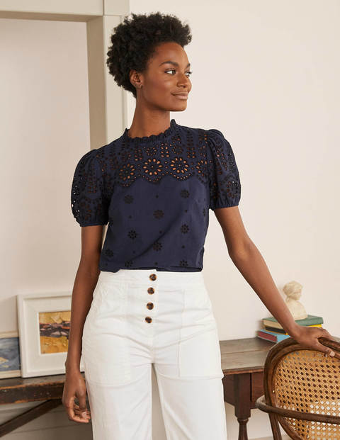 Altheda Broderie Top - Navy Altheda Broderie Top - Navy