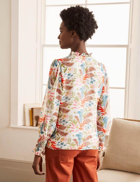 Anastasia Smocked Top - Ivory, Safari Fern Anastasia Smocked Top - Ivory, Safari Fern