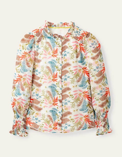 Anastasia Smocked Top - Ivory, Safari Fern Anastasia Smocked Top - Ivory, Safari Fern