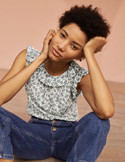 Helen Top - Ivory, Cherry Blossom Helen Top - Ivory, Cherry Blossom