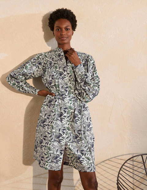 Robe-chemise Antonia en coton - Ivoire, palmier tropical Robe-chemise Antonia en coton - Ivoire, palmier tropical