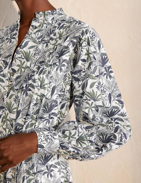 Robe-chemise Antonia en coton - Ivoire, palmier tropical Robe-chemise Antonia en coton - Ivoire, palmier tropical